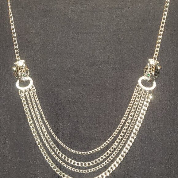 Unique  Lepord head necklace with green eyes - Picture 1 of 4